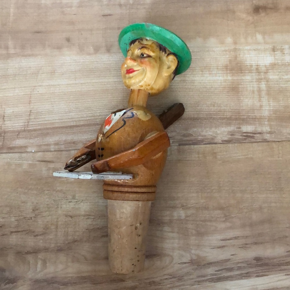 Vintage Anri Bottle Stopper -Reading Man